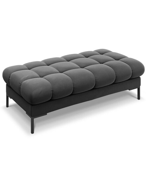 Banc velours bali 2 places gris foncé - 62x133x40 cm
