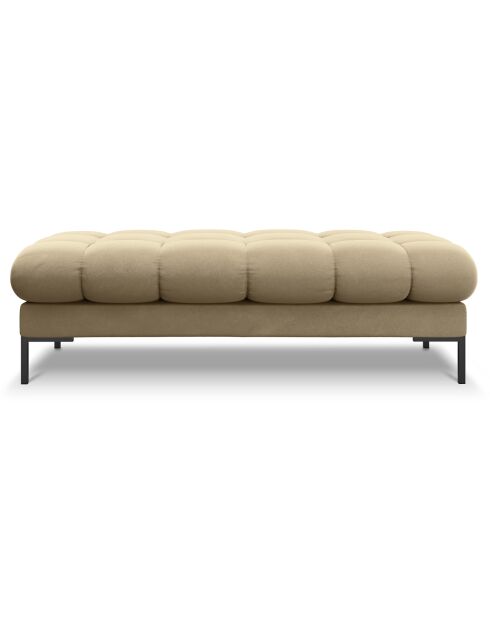 Banc velours bali 2 places beige - 62x133x40 cm