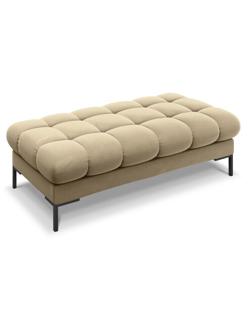 Banc velours bali 2 places beige - 62x133x40 cm