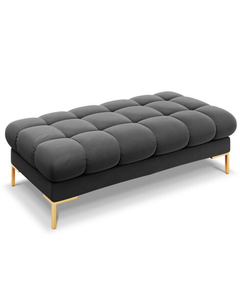 Banc velours bali 2 places gris foncé - 62x133x40 cm