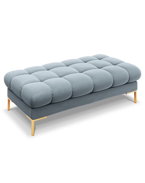 Banc velours bali 2 places bleu clair - 62x133x40 cm