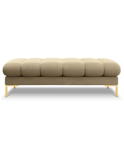 Banc velours bali 2 places beige - 62x133x40 cm