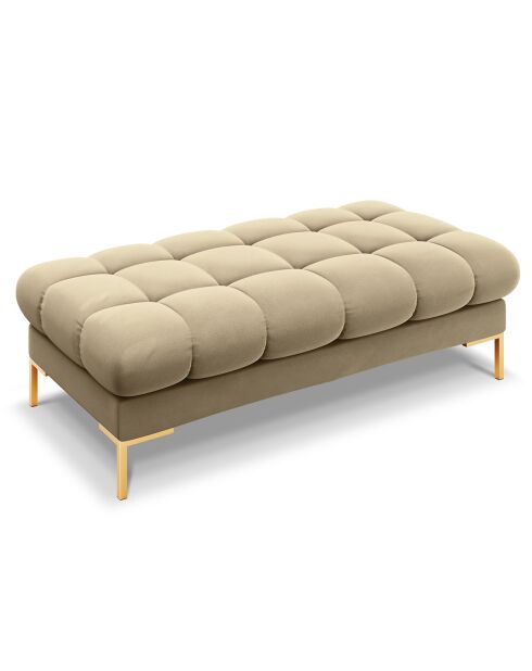 Banc velours bali 2 places beige - 62x133x40 cm