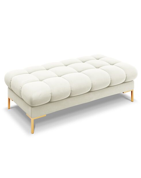 Banc velours bali 2 places beige clair - 62x133x40 cm