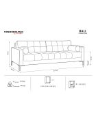 Canapé velours bali 4 places beige - 217x92x78 cm