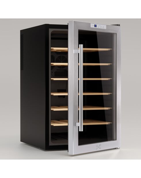 Vrijstaande zilveren wijnkelder met 28 flessen - 45,2x52x71,9 cm