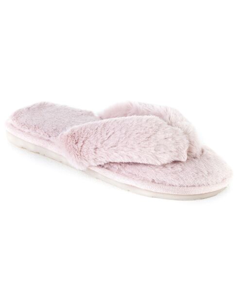 Chaussons en fausse fourrure Nora roses