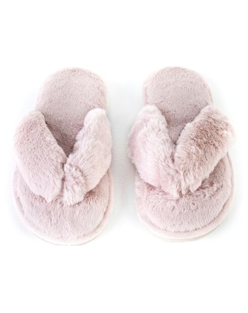 Chaussons en fausse fourrure Nora roses