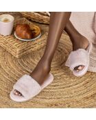 Chaussons en fausse fourrure Léah roses