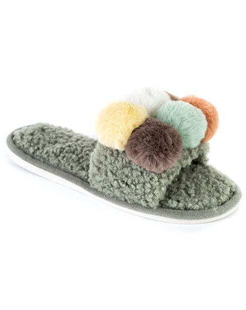 Chaussons en fausse fourrure Lucy verts