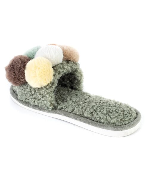 Chaussons en fausse fourrure Lucy verts