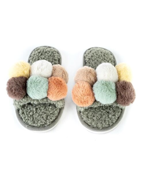 Chaussons en fausse fourrure Lucy verts