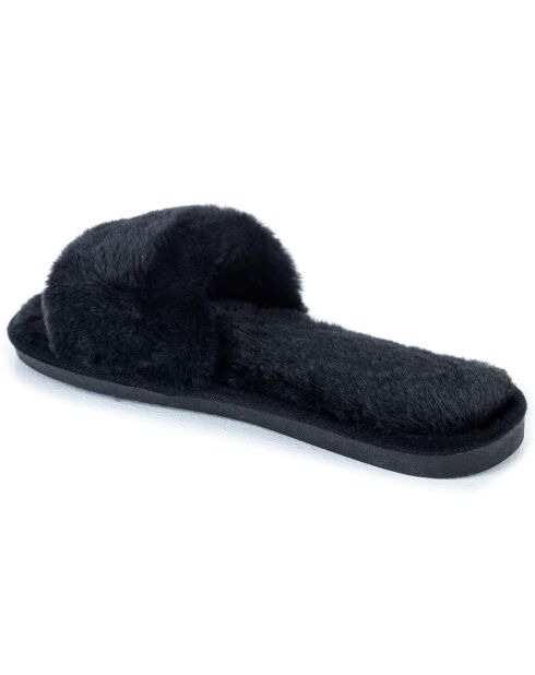 Chaussons en fausse fourrure Léah noirs