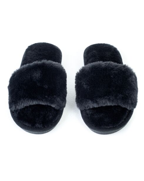 Chaussons en fausse fourrure Léah noirs