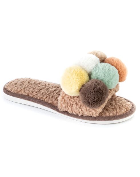 Chaussons en fausse fourrure Lucy marron