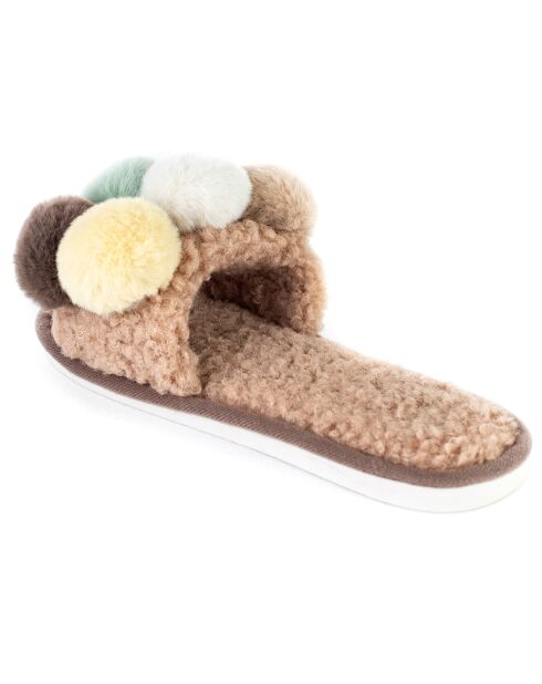 Chaussons en fausse fourrure Lucy marron
