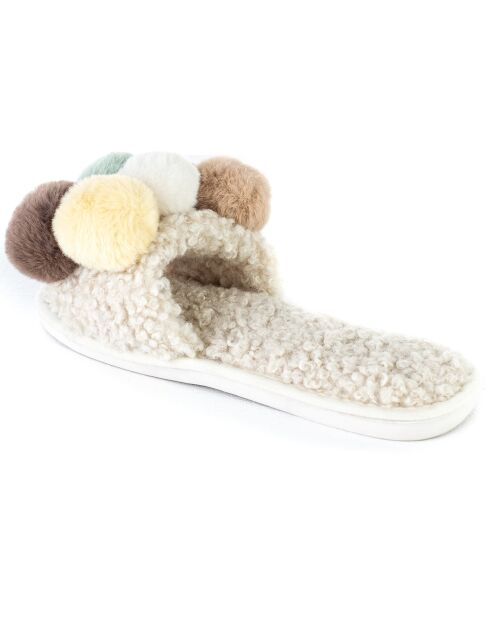 Chaussons en fausse fourrure Lucy blancs
