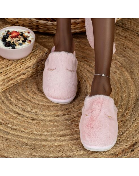 Chaussons en fausse fourrure Savannah roses