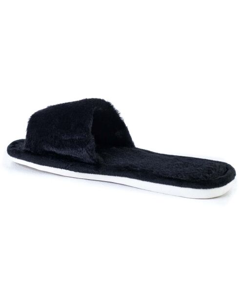 Chaussons en fausse fourrure Elena noirs