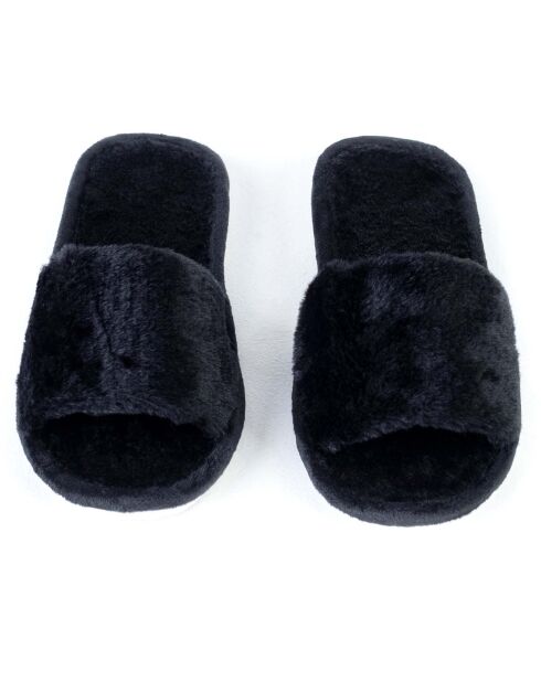 Chaussons en fausse fourrure Elena noirs