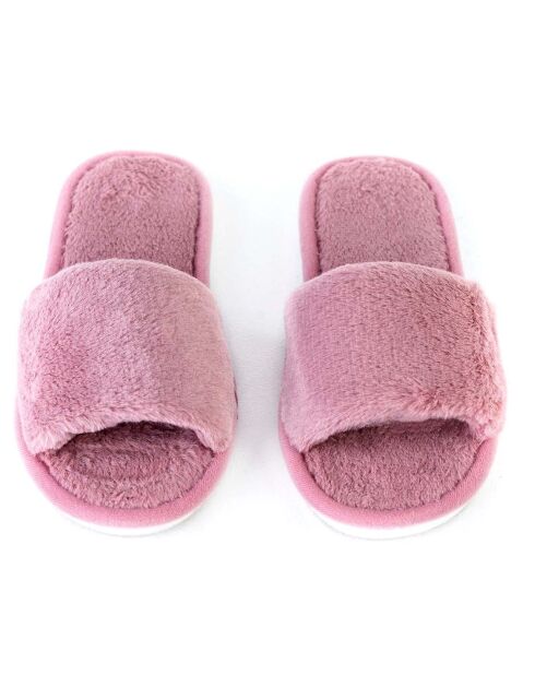 Chaussons en fausse fourrure Elena roses
