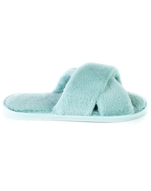 Chaussons en fausse fourrure Ivy bleus