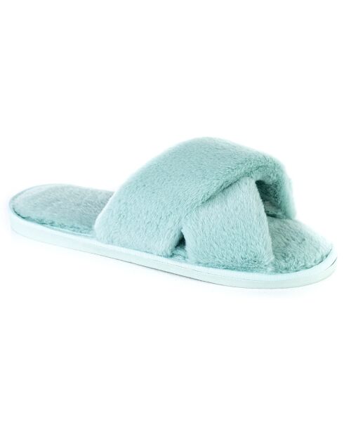 Chaussons en fausse fourrure Ivy bleus