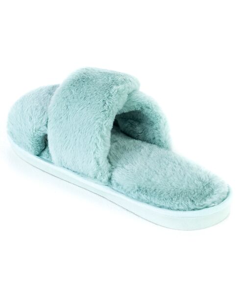 Chaussons en fausse fourrure Ivy bleus