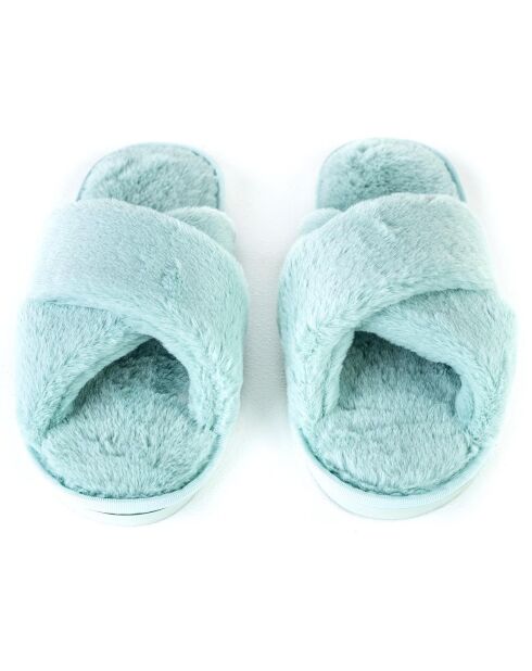Chaussons en fausse fourrure Ivy bleus