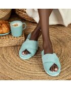 Chaussons en fausse fourrure Ivy bleus