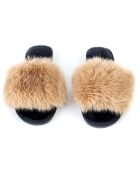 Chaussons en fausse fourrure Hailey marron