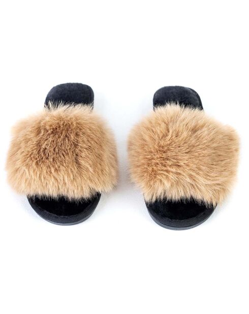 Chaussons en fausse fourrure Hailey marron