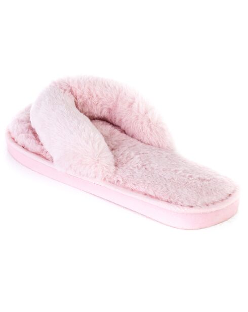Chaussons en fausse fourrure Samantha roses