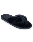 Chaussons en fausse fourrure Samantha noirs