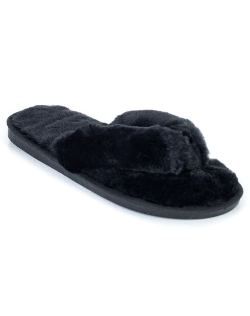 Chaussons en fausse fourrure Samantha noirs