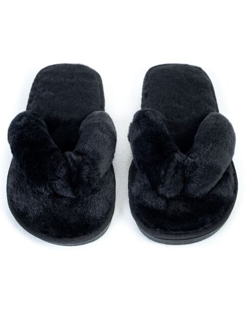 Chaussons en fausse fourrure Samantha noirs