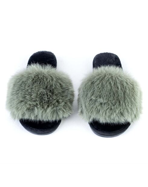 Chaussons en fausse fourrure Hailey verts