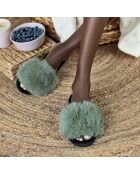 Chaussons en fausse fourrure Hailey verts