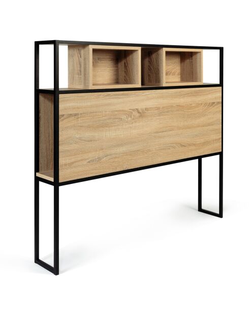 Cabecero Memphis madera/negro - 145x20x120 cm