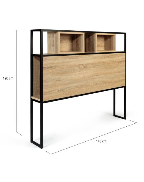 Cabecero Memphis madera/negro - 145x20x120 cm