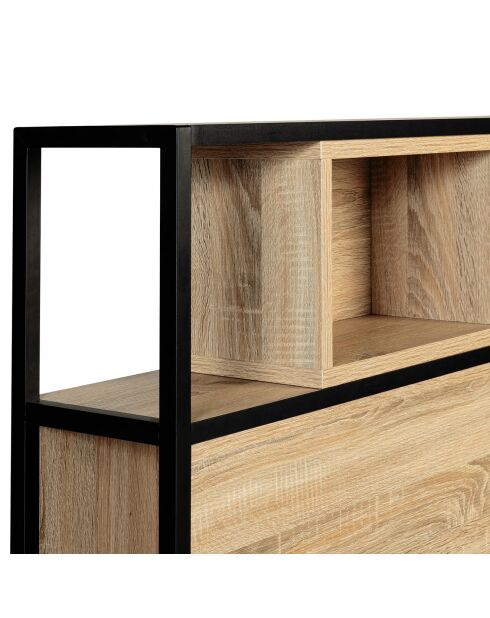 Cabecero Memphis madera/negro - 145x20x120 cm