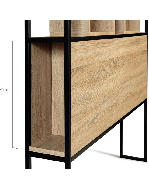 Cabecero Memphis madera/negro - 145x20x120 cm