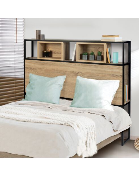 Cabecero Memphis madera/negro - 145x20x120 cm