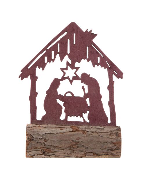 Crèche de noël bordeaux - 22x22x27 cm