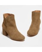 Bottines en Velours de Cuir Ines taupe - Talon 6 cm