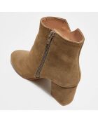 Bottines en Velours de Cuir Ines taupe - Talon 6 cm