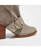 Bottines en Velours de Cuir Laly gris - Talon 6 cm