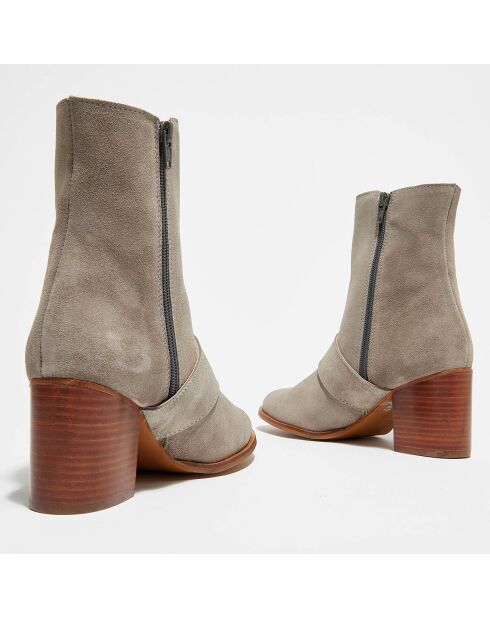 Bottines en Velours de Cuir Laly gris - Talon 6 cm