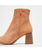 Bottines en Velours de Cuir Elsa poudre - Talon 8 cm