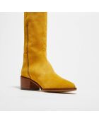 Bottes en Velours de Cuir Lina jaunes - Talon 5 cm